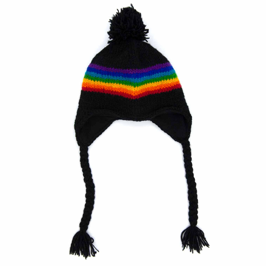 Rainbow Stripe Earflap Hat