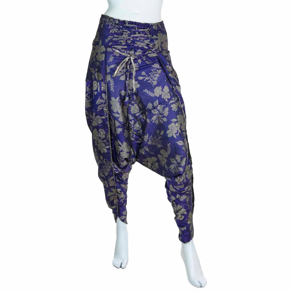 Recycled Sari Lace Up Ali Baba Trousers-Trousers-Siesta Crafts