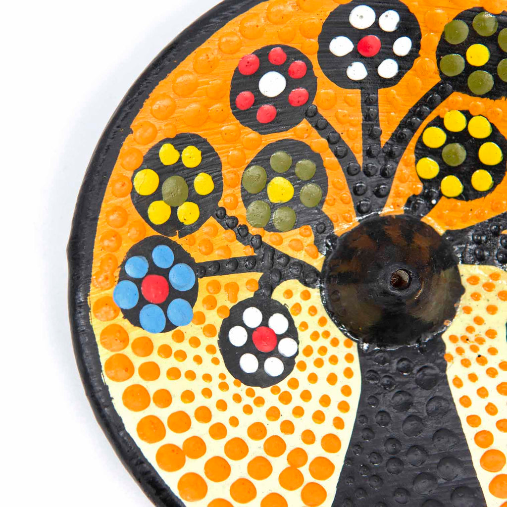 Dot Painted Tree of Life Incense Holder-Incense Holders-Siesta Crafts