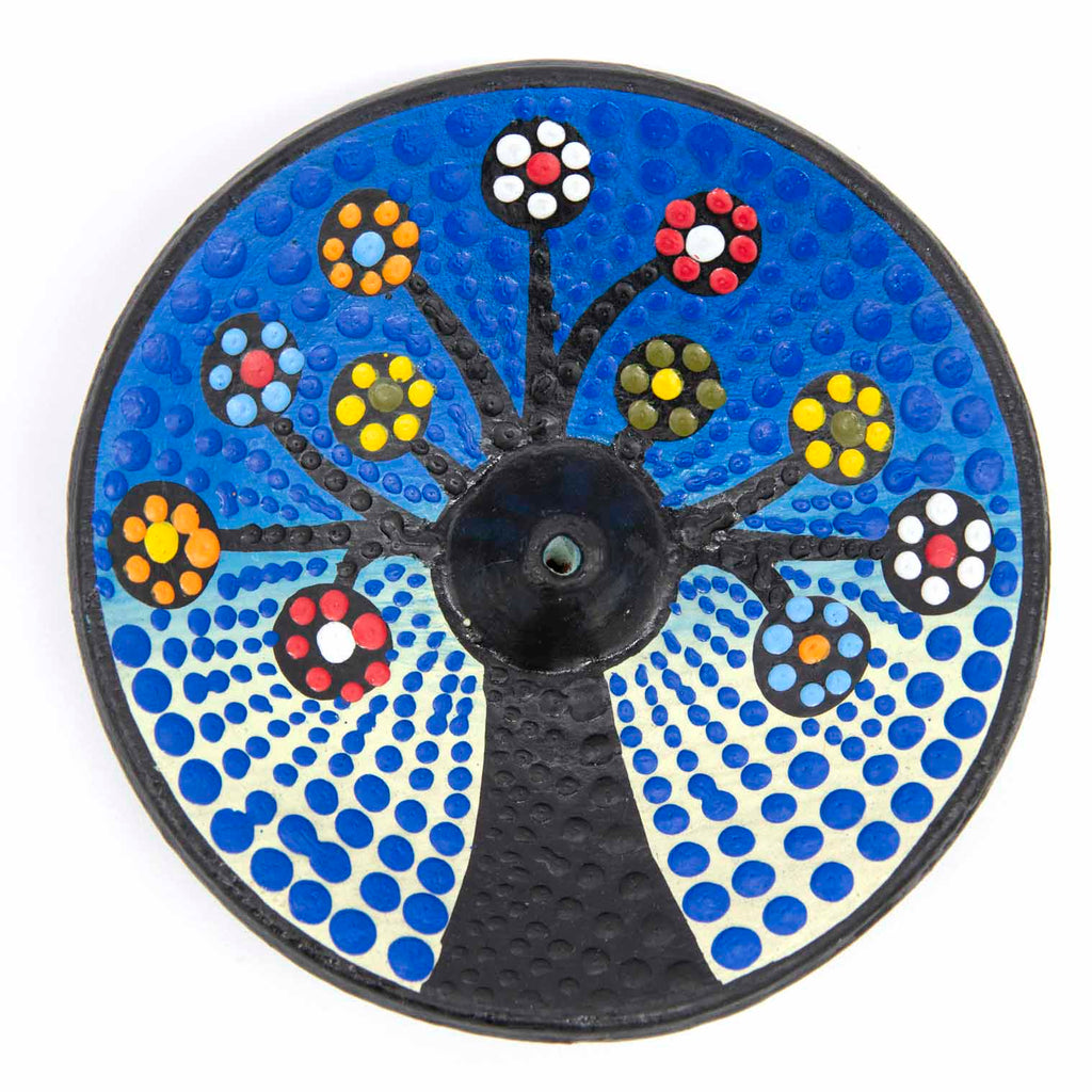 Dot Painted Tree of Life Incense Holder-Incense Holders-Siesta Crafts