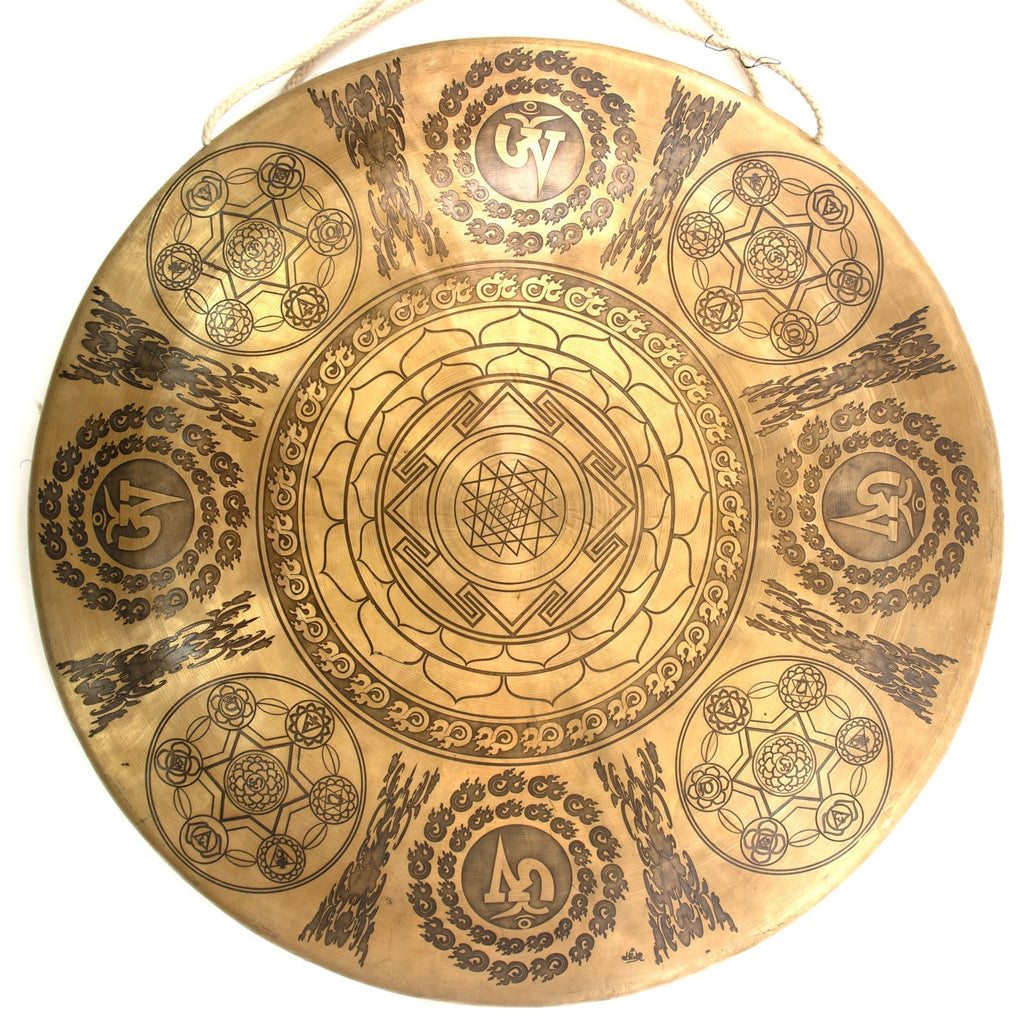 Extra Large Shri Yantra Etched Metal Gong No. 69