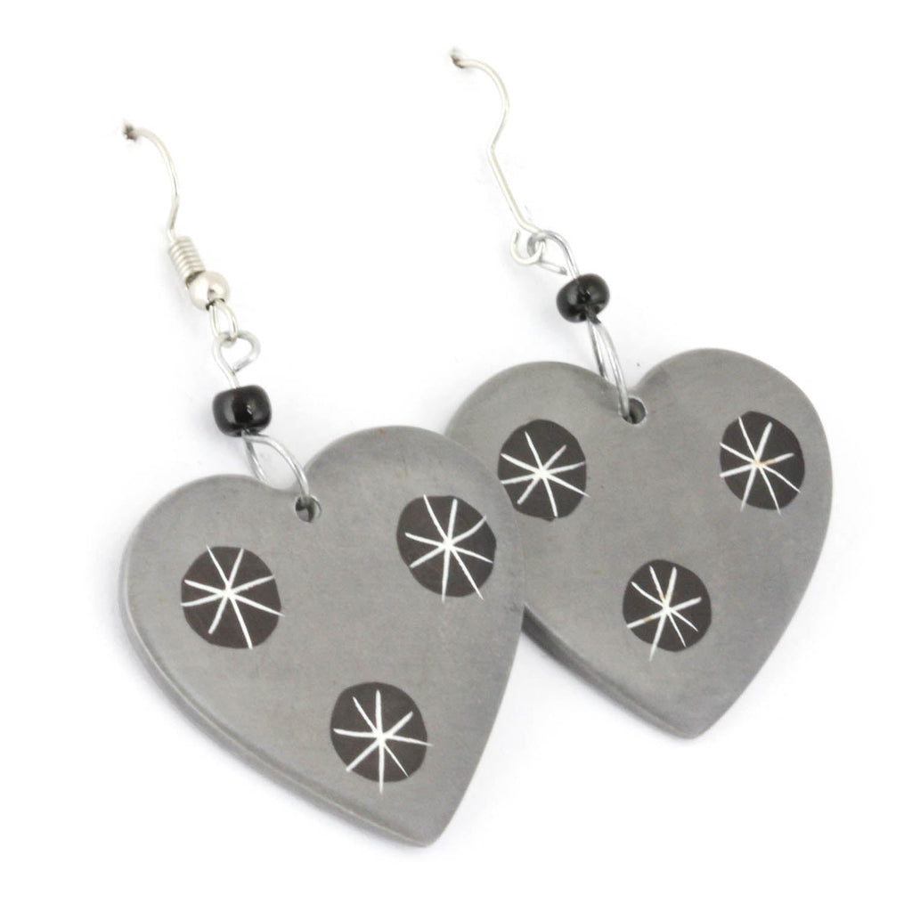 Soapstone Heart Earrings-Earrings-Siesta Crafts