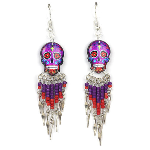 Calavera Skull Earrings-Earrings-Siesta Crafts