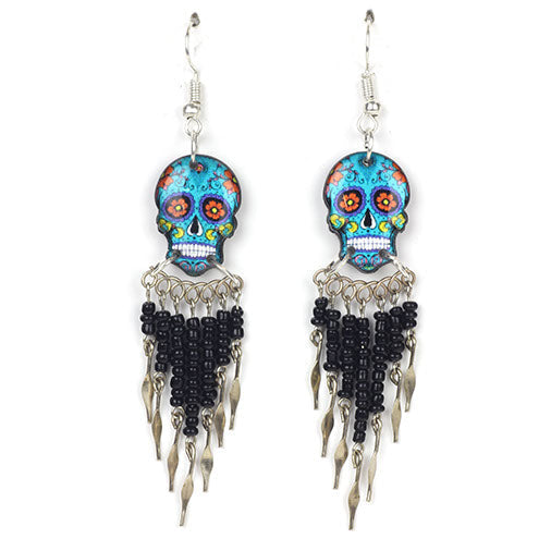 Calavera Skull Earrings-Earrings-Siesta Crafts