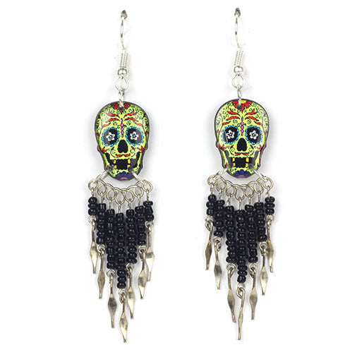 Calavera Skull Earrings-Earrings-Siesta Crafts