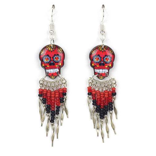 Calavera Skull Earrings-Earrings-Siesta Crafts