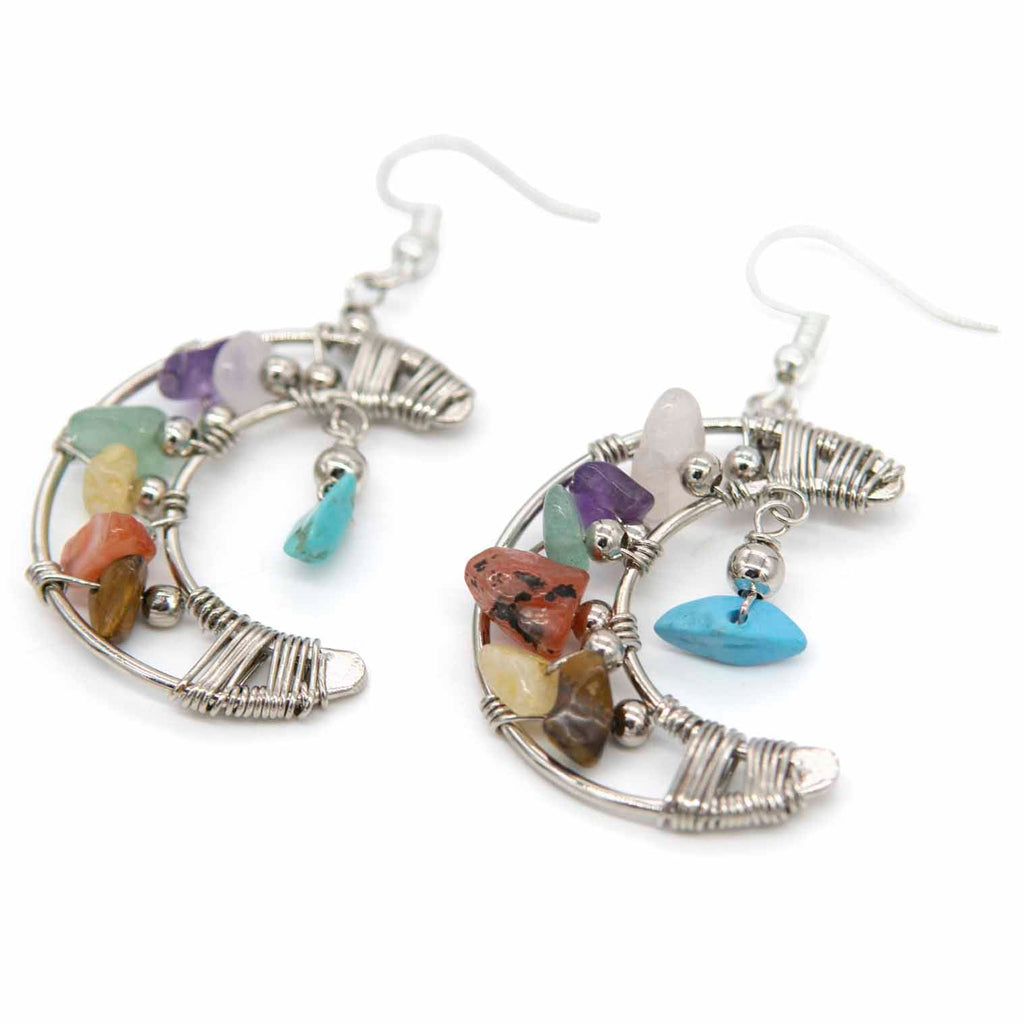 Crescent Moon and Stone Earrings-Earrings-Siesta Crafts