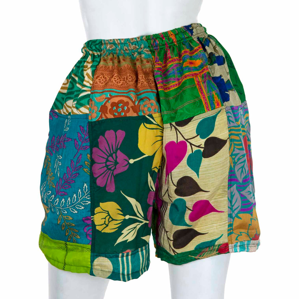 Recycled Sari Patch Shorts-Shorts-Siesta Crafts