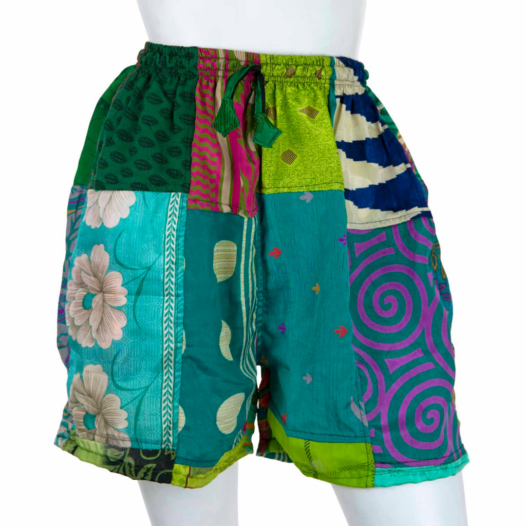 Recycled Sari Patch Shorts-Shorts-Siesta Crafts