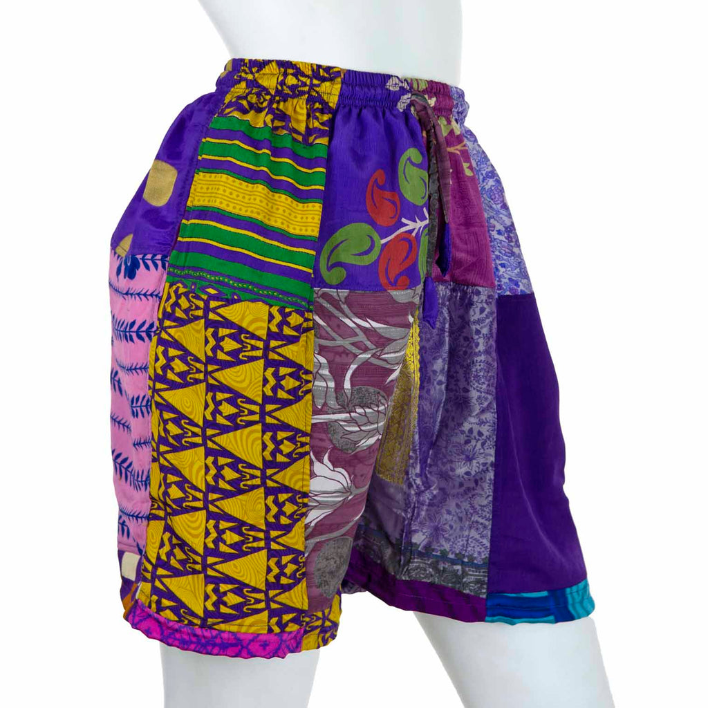 Recycled Sari Patch Shorts-Shorts-Siesta Crafts