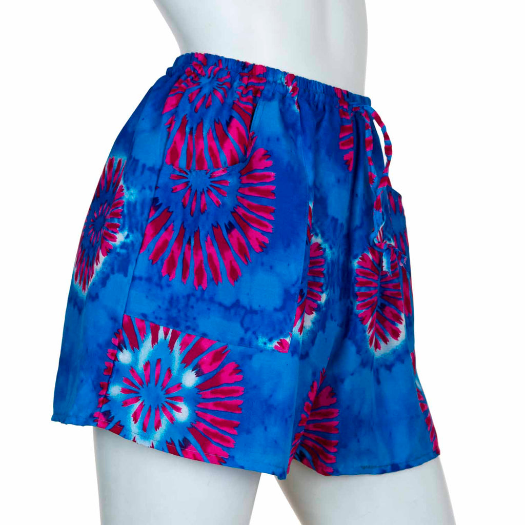 Bright and Bold Tie Dye Shorts with Pockets-Shorts-Siesta Crafts