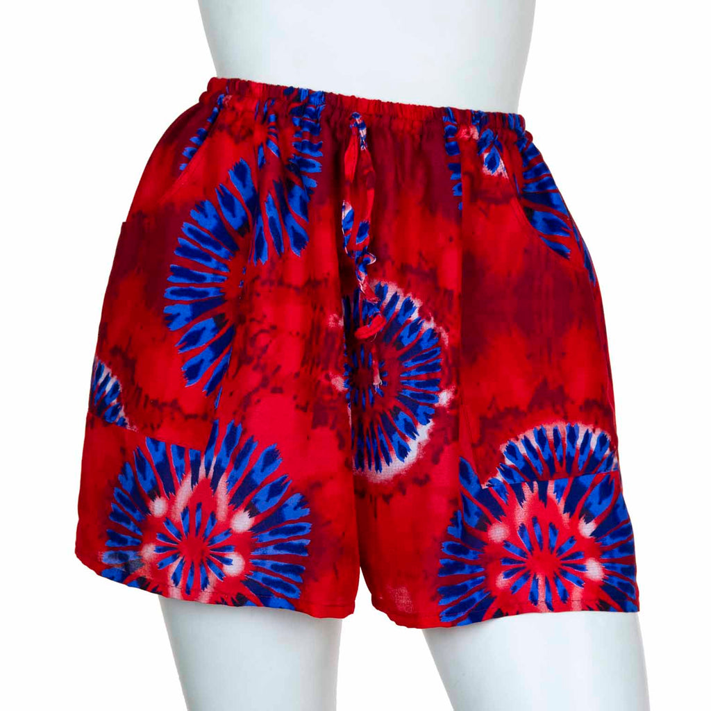 Bright and Bold Tie Dye Shorts with Pockets-Shorts-Siesta Crafts