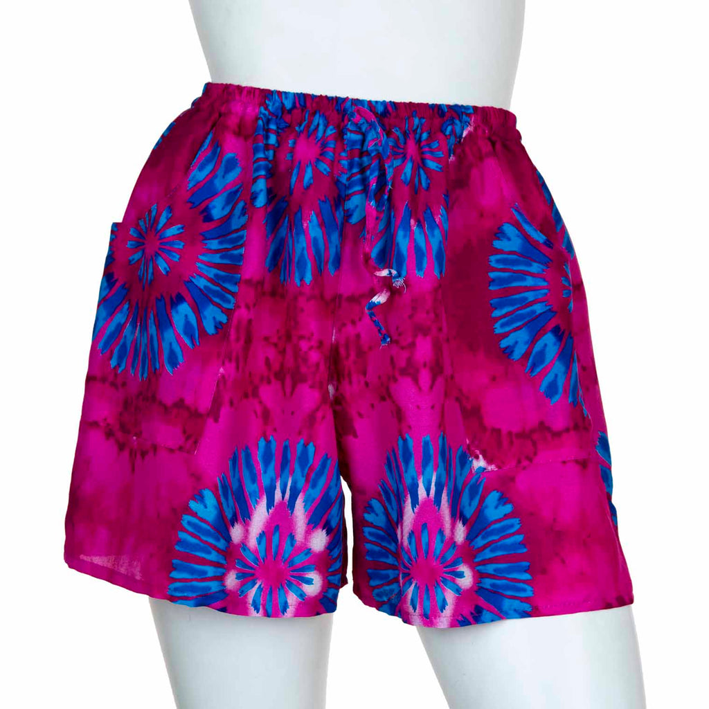 Bright and Bold Tie Dye Shorts with Pockets-Shorts-Siesta Crafts