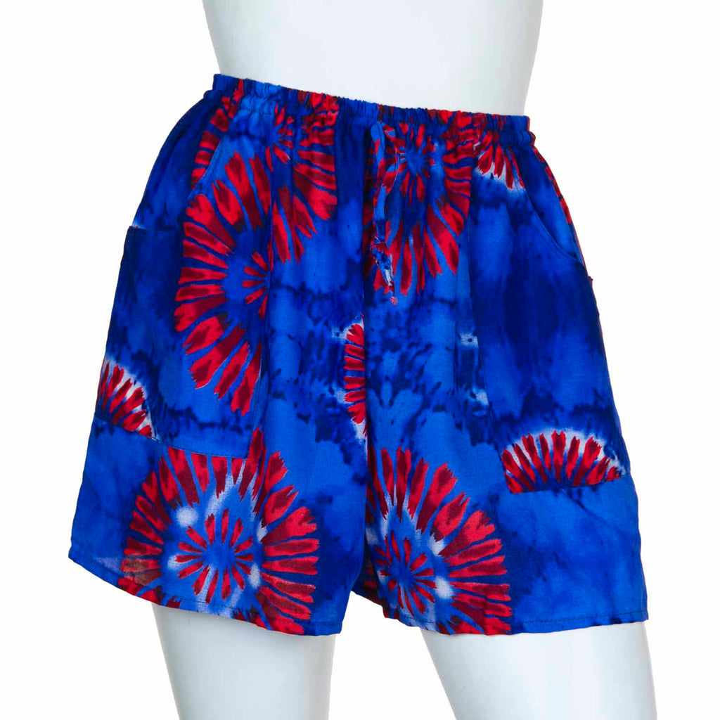 Bright and Bold Tie Dye Shorts with Pockets-Shorts-Siesta Crafts