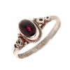 Garnet Spirals Nepalese Silver Ring