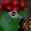 Garnet Spirals Nepalese Silver Ring