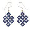 Blue Endless Knot Silver Earrings