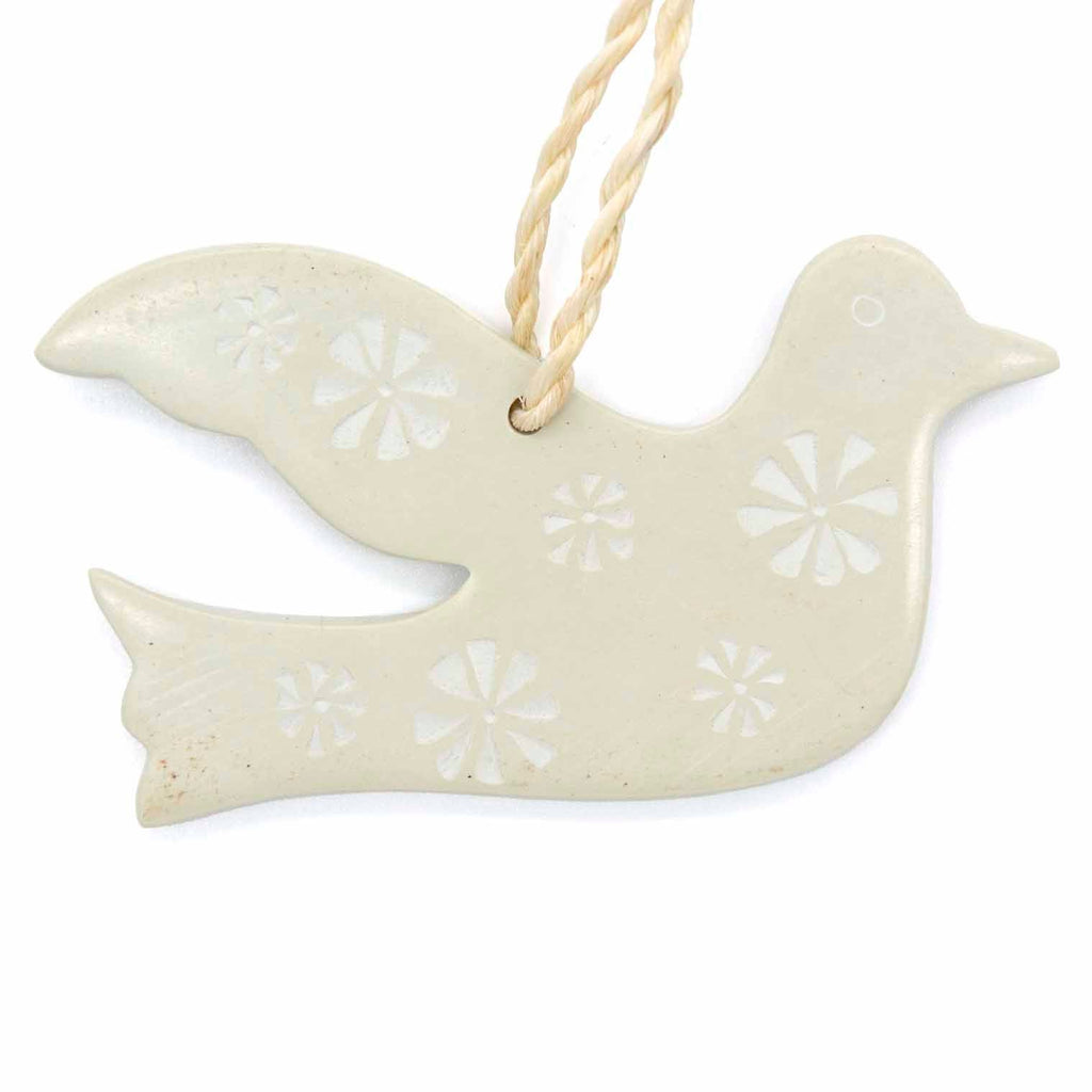 Dove Soapstone Christmas Decoration - Natural