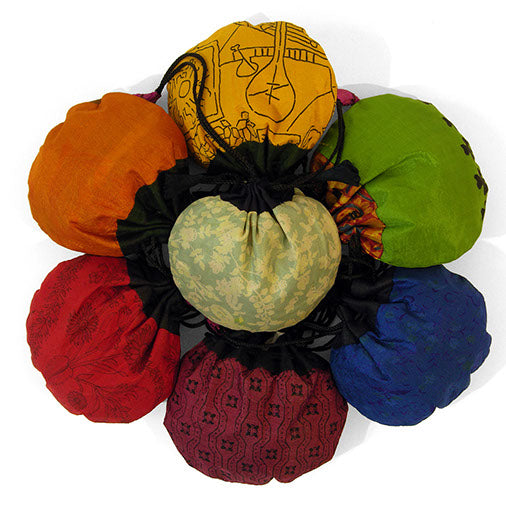 Recycled Sari Drawstring Pouch-Bags & Purses-Siesta Crafts