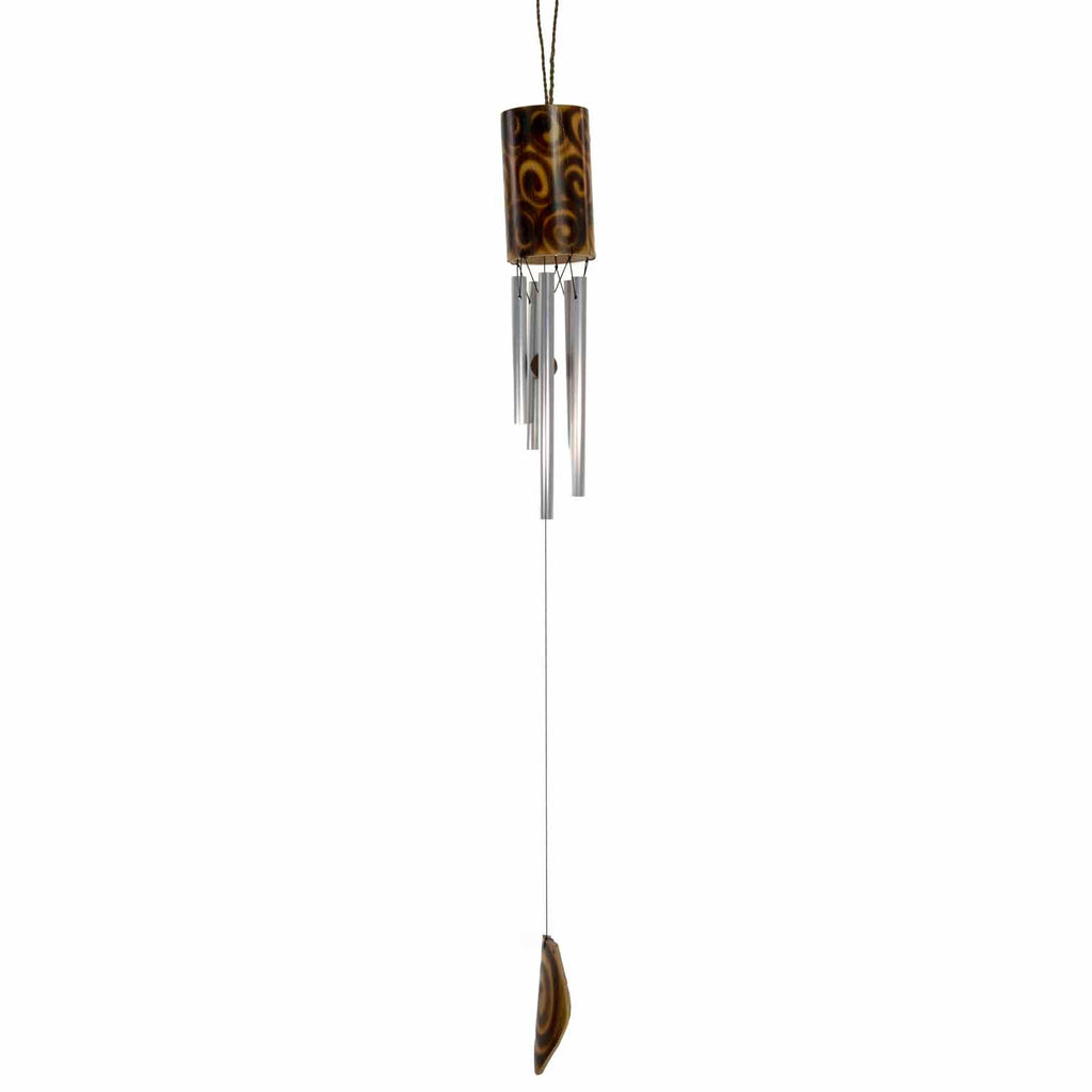 Bamboo Burnt Swirl Windchime-Garden & Outdoors-Siesta Crafts