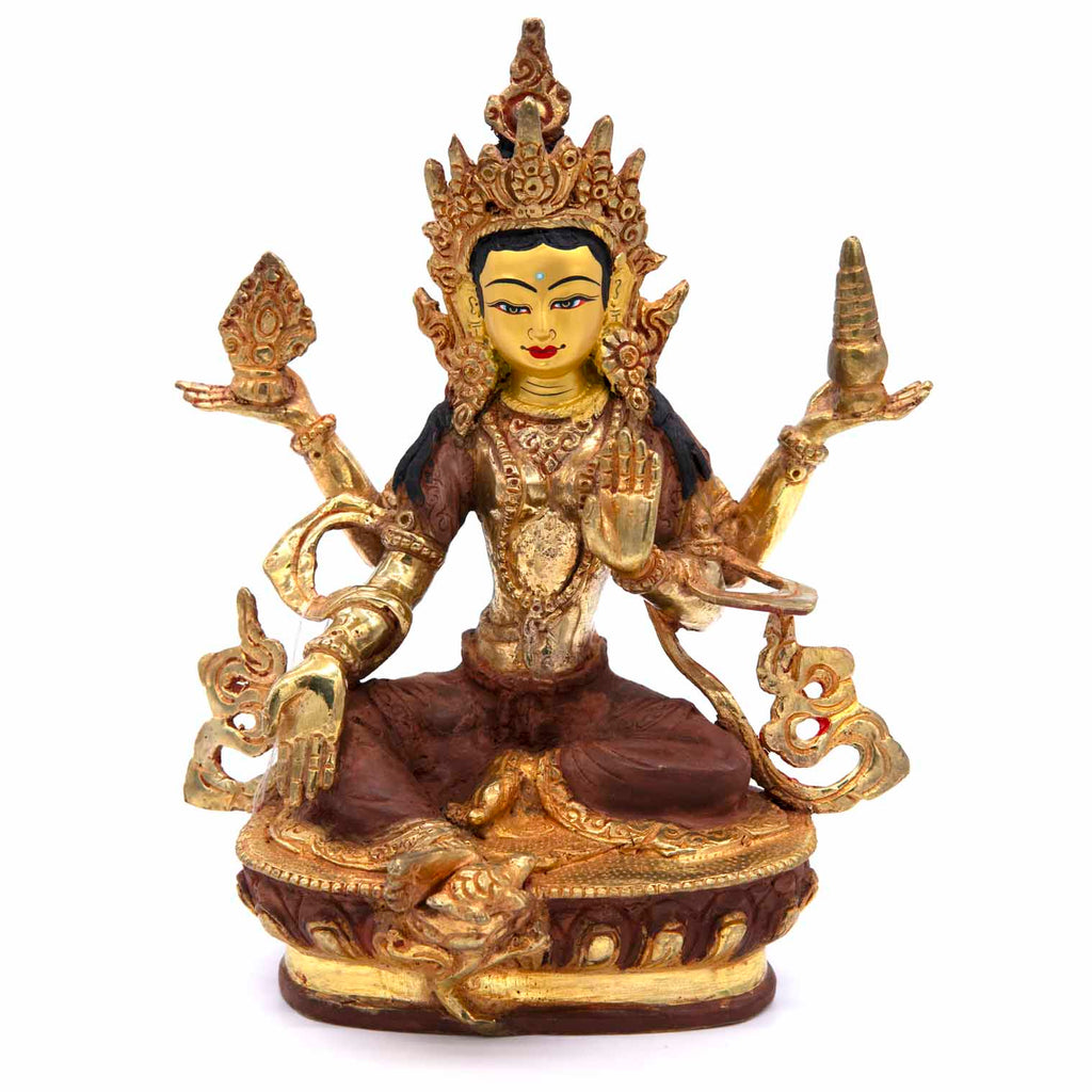 Gold Plated Laxmi Statue No.407-Hinduism-Siesta Crafts