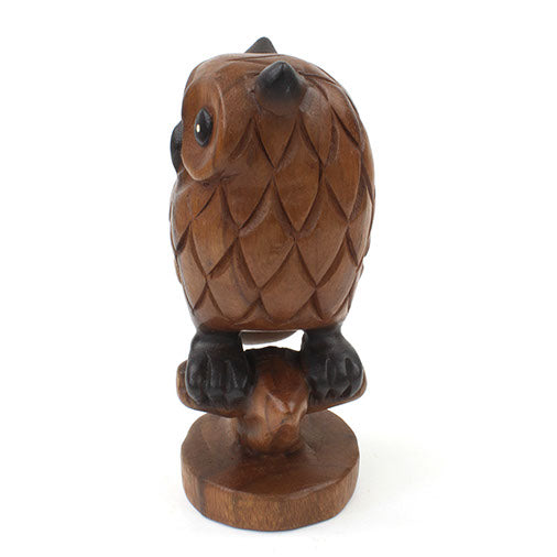 Carved Owl on Branch-Ornaments & Figurines-Siesta Crafts