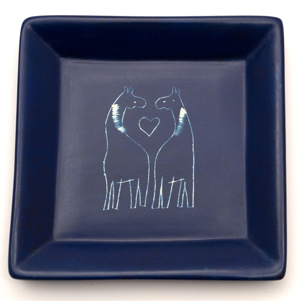 Two Giraffes Soapstone Tray