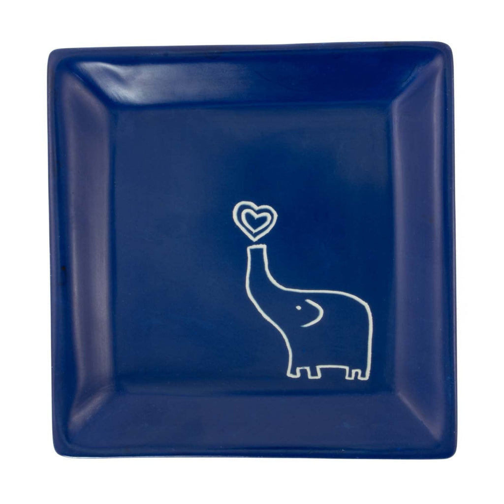 Trunk Up Elephant Soapstone Tray