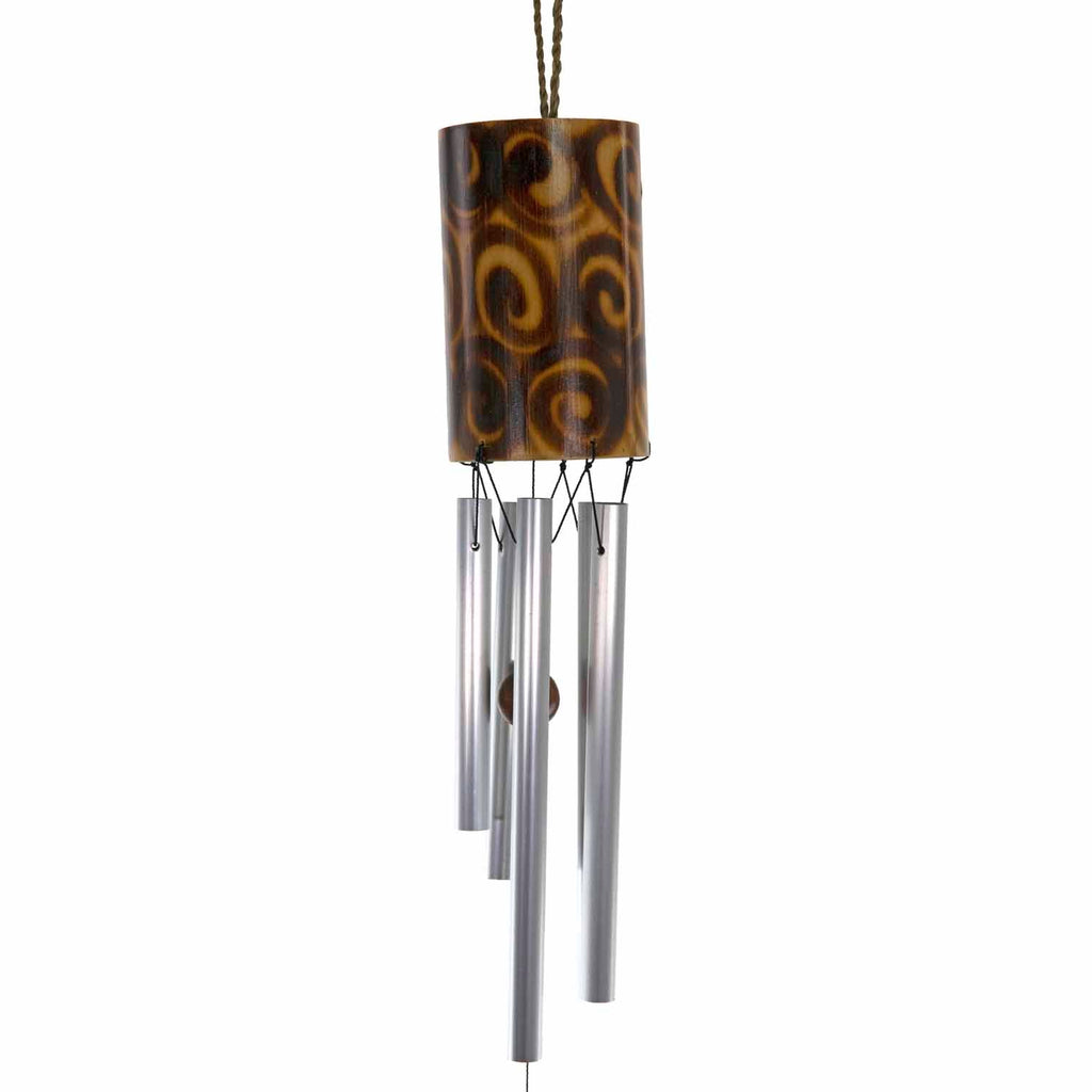 Bamboo Burnt Swirl Windchime-Garden & Outdoors-Siesta Crafts