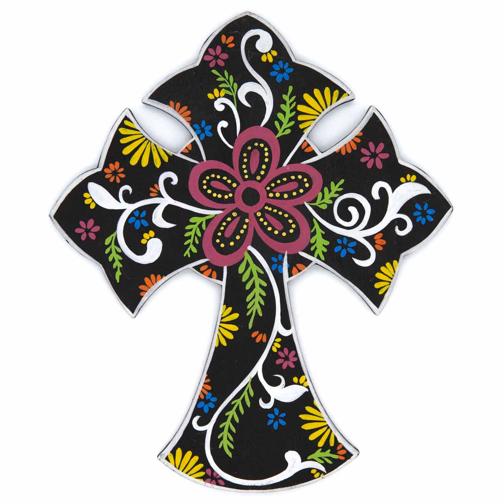 Painted Cross Plaque-Christianity-Siesta Crafts