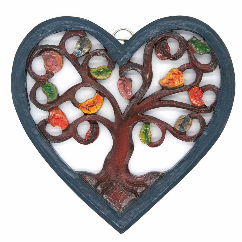 Heart Shaped Autumn Leaves Plaque-Home Décor-Siesta Crafts