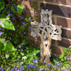 Whitewash Tree Cross with Leaves