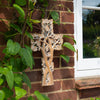 Whitewash Tree Cross with Leaves