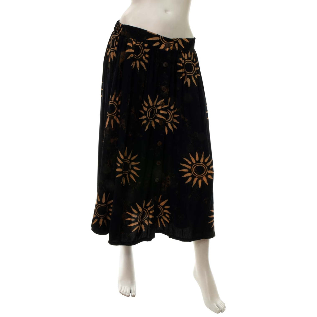 Black Sun Button Skirt