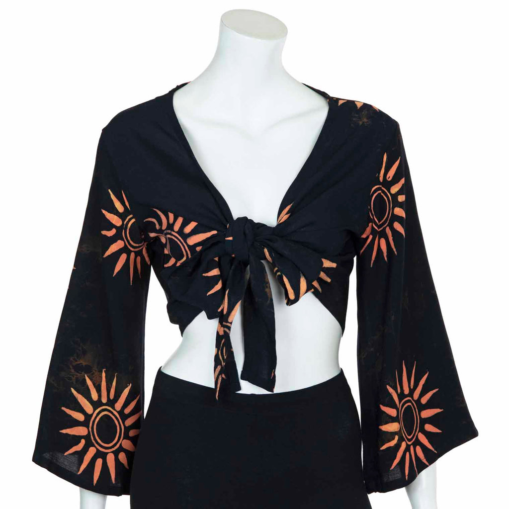 Black Sun Wrap Top