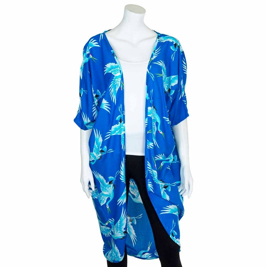 Crane Print Long Shrug