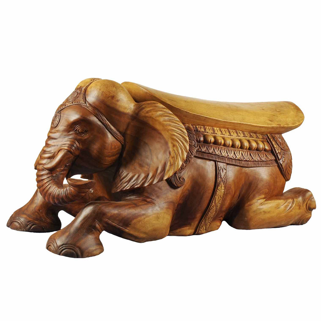 Carved Elephant Bench