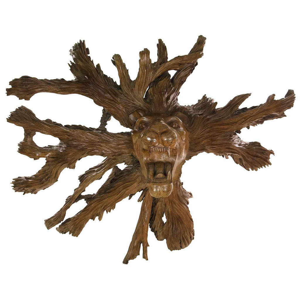 Carved Lion Head In Roots-Ornaments & Figurines-Siesta Crafts