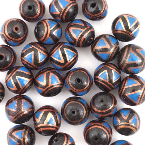 Black Zig Zag Ball Bead