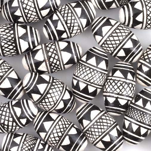 Black & White Oblong Bead