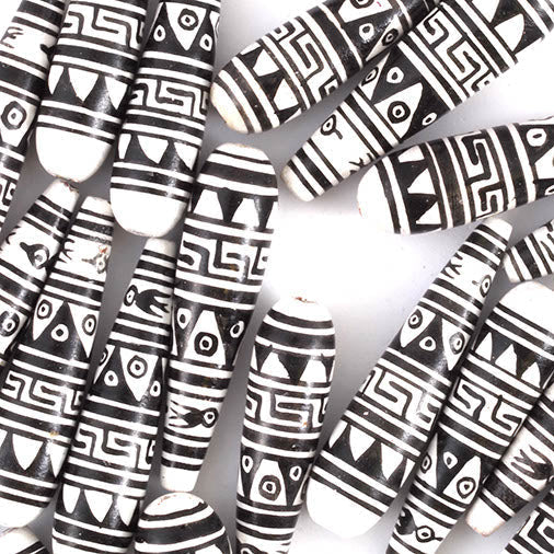 Black and White Pattern Tear Drop Bead