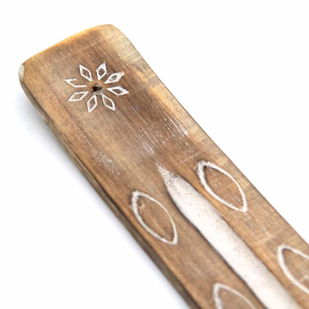 Mango Wood Flower Ashcatcher-Incense Holders-Siesta Crafts