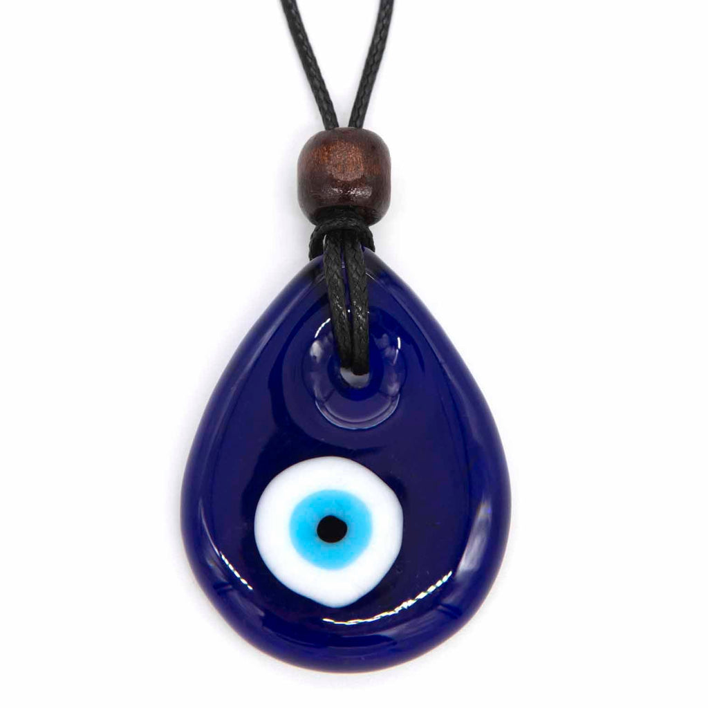 Large Drop Glass Evil Eye Necklace-Necklaces & Pendants-Siesta Crafts