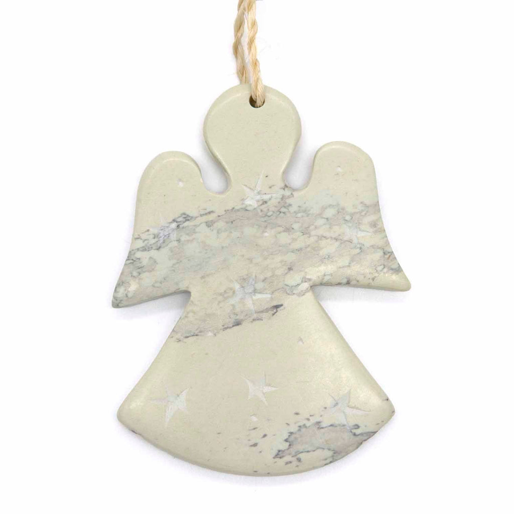 Angel Soapstone Christmas Decoration - Natural-Home Décor-Siesta Crafts