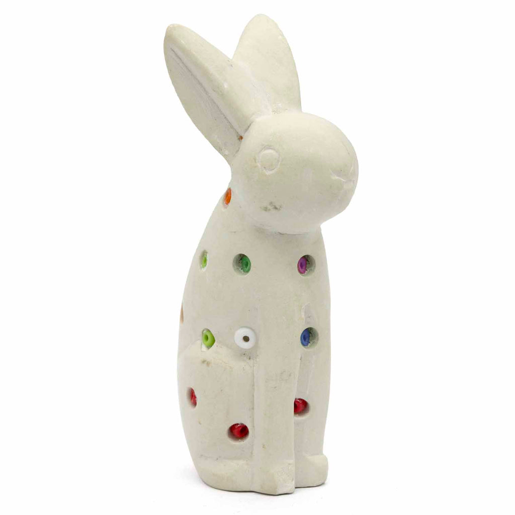 Beaded Soapstone Rabbit-Ornaments & Figurines-Siesta Crafts