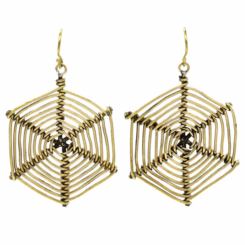 Spider Web Brass Earrings-Earrings-Siesta Crafts