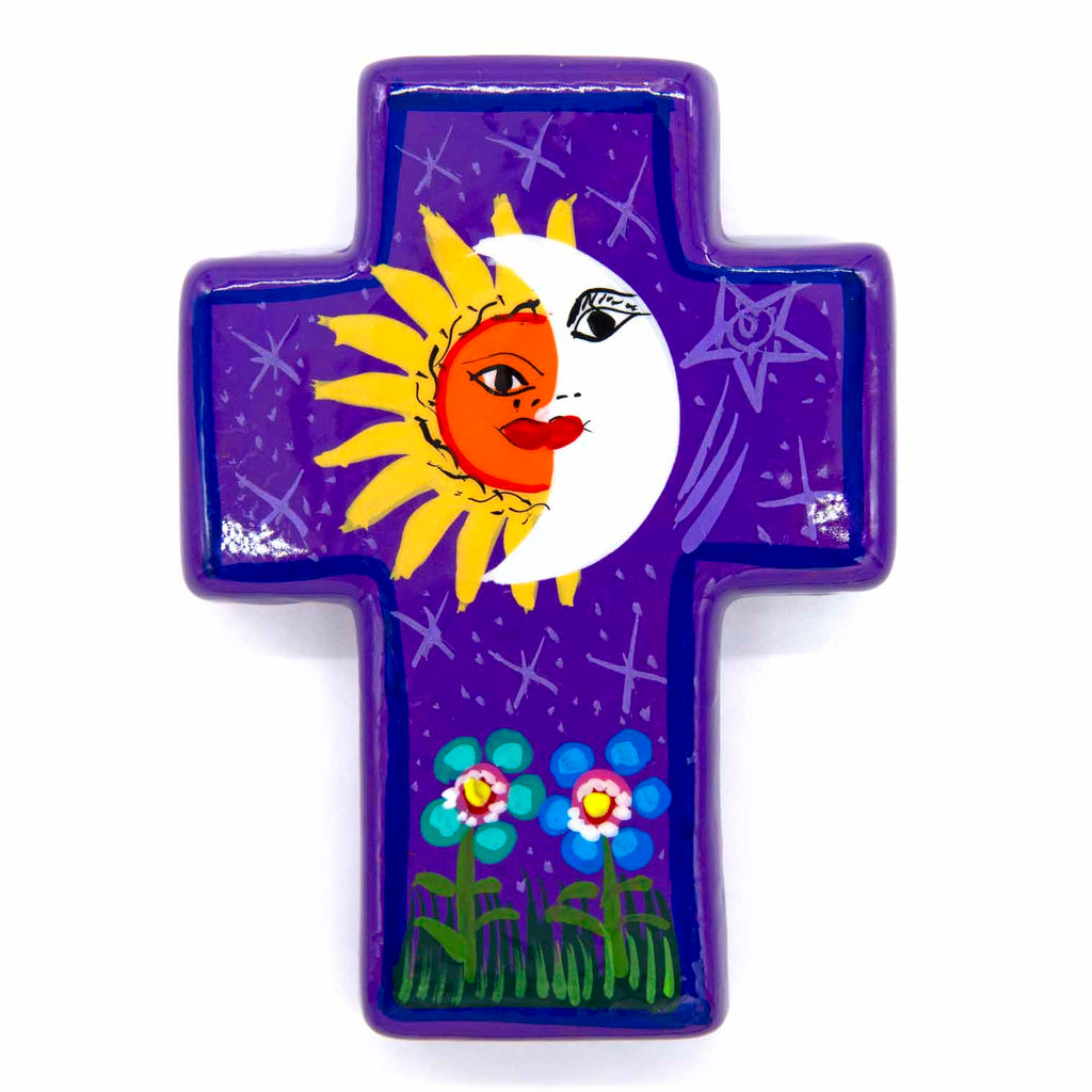 Mexican Painted Eclipse Block Cross-Christianity-Siesta Crafts