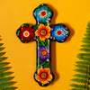 Mexican Painted Ornate Flower Cross