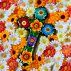 Mexican Painted Ornate Flower Cross