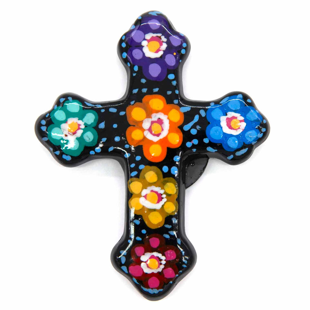 Mexican Painted Magnet Cross-Christianity-Siesta Crafts